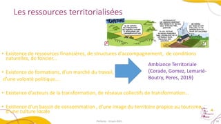 Les ressources territorialisées
Perfecto - 10 juin 2021 48
• Existence de ressources financières, de structures d’accompag...