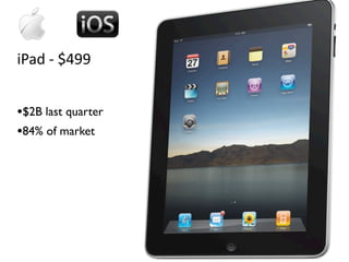iPad ‐ $499


•$2B last quarter
•84% of market
 