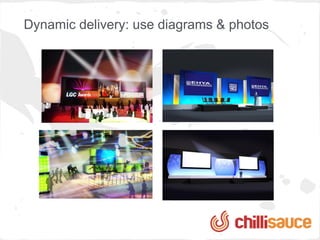 Dynamic delivery: use diagrams & photos
 