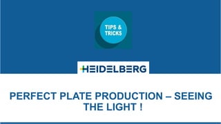 PERFECT PLATE PRODUCTION – SEEING
THE LIGHT !
 