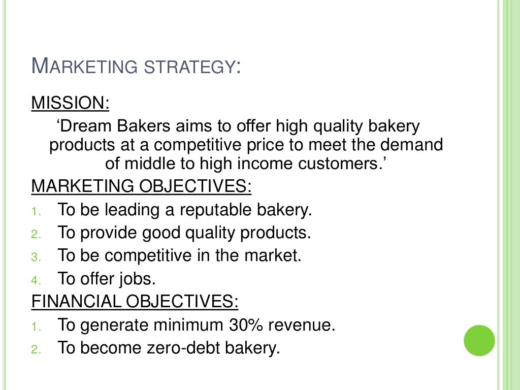 sample marketing plan of a bakery