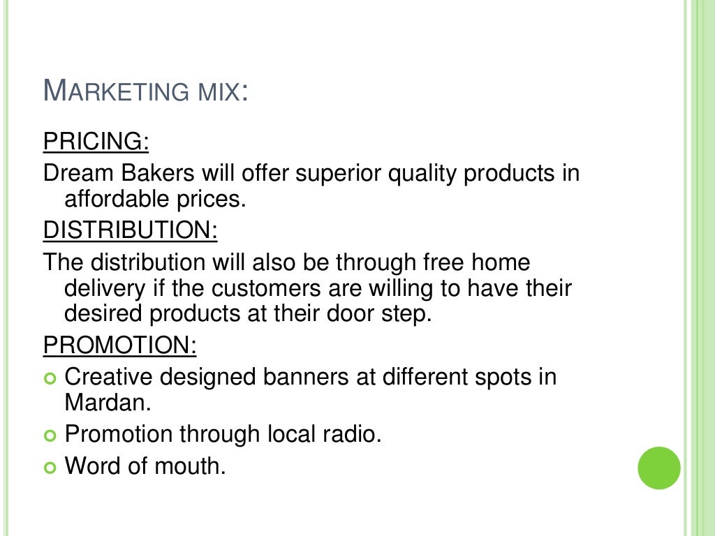 sample marketing plan of a bakery
