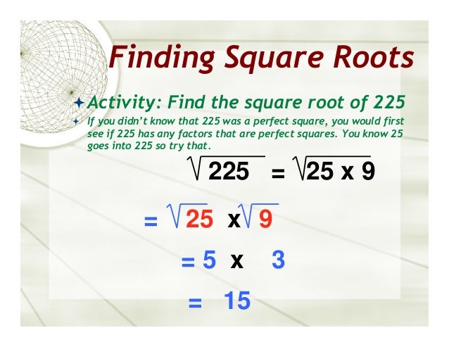 Perfect Squaresandsquareroots 1 Perfect Squaresandsquareroots 1