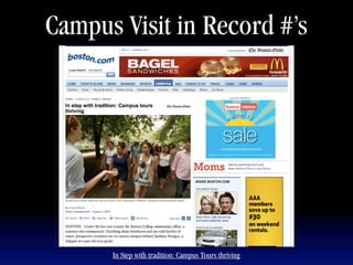 Campus Visit in Record #’s




      In Step with tradition: Campus Tours thriving
 