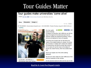 Tour Guides Matter




   Read the St. Louis Post Dispatch Article
 