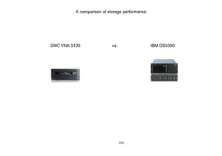 A comparison of storage performance




EMC VNX 5100                vs.                 IBM DS5300




                                  2011
 