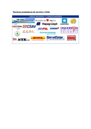 Navieras prestadoras de servicio a Chile

                 LINEAS NAVIERAS Y CONSOLIDADORES
 