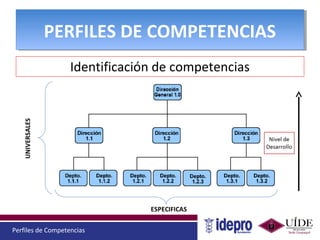Perfiles de Competencias
PERFILES DE COMPETENCIASPERFILES DE COMPETENCIAS
Identificación de competencias
 