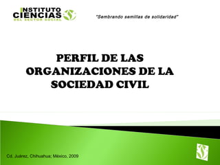 Cd. Juárez, Chihuahua; México, 2009
“Sembrando semillas de solidaridad”
PERFIL DE LAS
ORGANIZACIONES DE LA
SOCIEDAD CIVIL
 