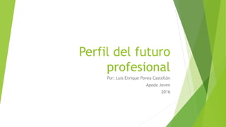 Perfil del futuro
profesional
Por: Luis Enrique Povea Castellón
Apede Joven
2016
 