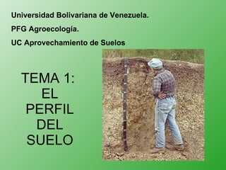 TEMA 1:  EL PERFIL DEL SUELO Universidad Bolivariana de Venezuela. PFG Agroecología. UC Aprovechamiento de Suelos 