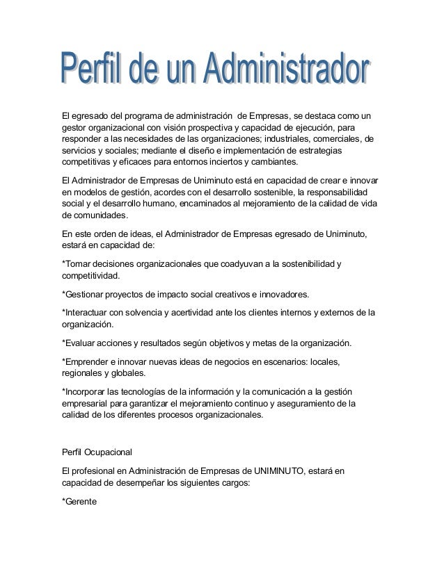 Perfil de un administrador