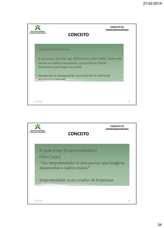 27-02-2014

CONCEITO DE
EMPREENDEDORISMO

CONCEITO

27-02-2014

67

CONCEITO DE
EMPREENDEDORISMO

CONCEITO

27-02-2014

68

34

 