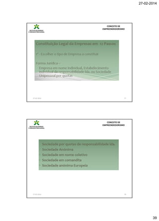 27-02-2014

CONCEITO DE
EMPREENDEDORISMO

27-02-2014

77

CONCEITO DE
EMPREENDEDORISMO

27-02-2014

78

39

 