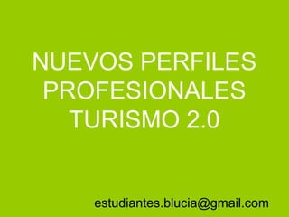 NUEVOS PERFILES
PROFESIONALES
TURISMO 2.0
estudiantes.blucia@gmail.com
 
