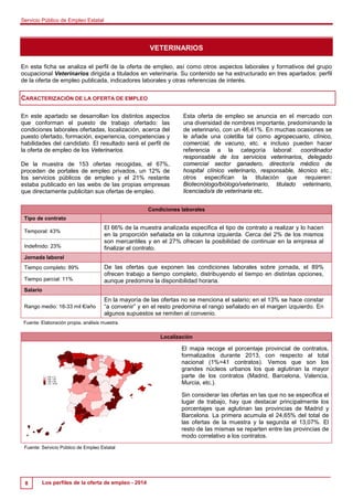 Servicio Público de Empleo Estatal 
8 Los perfiles de la oferta de empleo - 2014 
VETERINARIOS 
En esta ficha se analiza e...