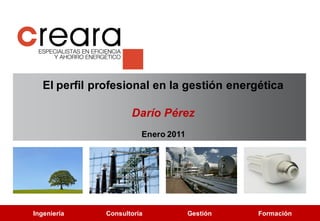 El perfil profesional en la gestión energética

                      Darío Pérez
                         Enero 2011




Ingeniería     Consultoría            Gestión   Formación
 