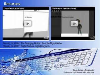 Prensky, M. (2004) The Emerging Online Life of the Digital Native Prensky, M. (2001) Digital Natives, Digital Imigrants Recursos 
