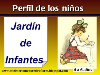 Perfil de los niños Jardín de Infantes   4 a 6 años www.ministeriomenormiraflores.blogspot.com 