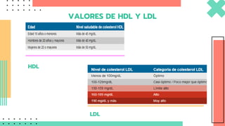 VALORES DE HDL Y LDL
HDL
LDL
 