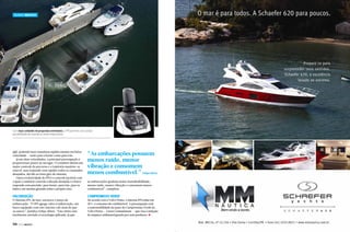 Mundo Náutico

Com duas unidades de propulsão orientáveis, o IPS permite uma ampla
possibilidade de manobras antes impossíveis

ágil, podendo fazer manobras rápidas mesmo em baixa
velocidade — tanto para a frente como para trás.
Já em altas velocidades, a principal preocupação é
proporcionar prazer ao navegar. O condutor detém um
maior controle do percurso e a trajetória mantém-se
estável, mas responde com rapidez todos os comandos
desejados, devido ao forte giro do sistema.
Outra exclusividade do IPS é o controle joystick com
o qual o condutor controla a direção desejada e o barco
responde com precisão: para frente, para trás, para os
lados e até mesmo girando sobre o próprio eixo.

“As embarcações possuem
menos ruído, menor
vibração e consomem
menos combustível.” Felipe Abreu

Valorização

Compromisso Verde

O Sistema IPS, de fato, encarece o preço da
embarcação. “O IPS agrega valor à embarcação, um
barco equipado com este sistema vale mais do que
os outros”, justifica Felipe Abreu. “Este efeito está
totalmente atrelado à tecnologia aplicada, já que

114  PERFILNÁUTICO

as embarcações ganham maior manobrabilidade,
menos ruído, menor vibração e consomem menos
combustível”, completa.

De acordo com a Volvo Penta, o sistema IPS reduz em
30% o consumo de combustível. A preocupação com
a sustentabilidade faz parte do Compromisso Verde da
Volvo Penta — Green Commitment — que visa à redução
do impacto ambiental gerado por seus produtos. S
PERFILNÁUTICO 

115 

 