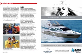 ESPECIAL

LONDRES 2012

com 20 anos e Ronilson com 21 – está em constante
evolução e promete fazer bonito em Londres. Dentre
suas recentes conquistas, destacam-se a prata no Pan
de Guadalajara (2011) e o bronze na Copa do Mundo de
Canoagem Velocidade, disputada na Alemanha (2010).
Se a juventude da dupla de canoagem velocidade
já é inusitada, não há adjetivos para a façanha
de Ana Sátila Vargas. Poucos dias antes de completar
seu 16º aniversário a jovem canoísta garantiu a vaga
depois de vencer o Pan-Americano de Canoagem
Slalom, disputado em março. A comemoração
aconteceu na sua cidade, Primavera do Leste (MT),
com direito a festa e desfile em carro aberto. Apesar
da pouca idade, Ana mudou-se para Foz do Iguaçu
(PR), onde cumpre uma rotina diária de treinos
puxados, que devem intensificar-se ainda mais
com a proximidade dos Jogos de Londres.

Ana Sátila Vargas (Canoagem Slalom K1 F)

Erlon de Souza e Ronilson Oliveira
(Canoagem Velocidade C2 M 1000 m)

46  PERFILNÁUTICO

REMO

O remo é um esporte praticado em barcos
estreitos com um, dois, quatro ou oito remadores.
Os atletas sentam-se com as costas voltadas para a
direção do movimento, usando os remos para mover
o barco o mais depressa possível. Os barcos
com oito atletas possuem um timoneiro, que
conduz o barco e comanda a tripulação. Nos outros
barcos, um remador conduz a embarcação
controlando uma quilha através de um pedal.
O esporte faz parte dos Jogos Olímpicos desde
1896 e a prova feminina foi introduzida em 1976.
Atualmente, as mulheres competem em seis
das 14 provas que valem medalha. A meta da
Confederação Brasileira de Remo (CBR) para
Londres não é muito ambiciosa: ter atletas
em finais “B”, que garantem presença nas
disputas de sétimo a 12º lugar. São 4 remadores
brasileiros, em três classes diferentes.
A vaga olímpica da dupla Fabiana Beltrame e
Luana Bartholo na classe Double Skiff F - Peso-leve,
foi conquistada com apenas um mês de treino.
Em janeiro, Fabiana ainda estava sem parceira,
mas superando a falta de entrosamento a dupla com
Luana deu certo na conquista da vaga com
um segundo lugar no Pré-Olímpico de Tigres,
na Argentina. Será a terceira Olimpíada de Fabiana,
que esteve em Atenas (2004) e Pequim (2008). Na
Grécia, a remadora de 29 anos tornou-se a primeira
remadora brasileira a disputar os Jogos Olímpicos.
Fabiana também marcou seu nome na história
do esporte em 2011, quando se tornou a primeira
campeã mundial do Brasil no remo.
Kissya Cataldo da classe Skiff F também
carimbou seu passaporte para Londres no PréOlímpico de Tigres. Na ocasião, a atleta conseguiu
um quinto lugar na final do Skiff, conquistando a
última vaga da competição. Para poder representar
o Brasil nos Jogos Olímpicos, Kissya foi persistente.
A remadora havia tentado a classificação em 2004
e 2008, e agora busca representar bem o país na sua
primeira participação nos Jogos.
Veterano em Jogos Olímpicos, Anderson
Nocetti da classe Skiff M será o primeiro remador
brasileiro a participar de quatro olimpíadas seguidas.
O atleta de 38 anos é o mais experiente da equipe
brasileira. No seu currículo, Nocetti carrega
duas medalhas de prata em Pan-Americanos e três
ouros em Sul-Americanos. Em Olimpíadas, seu melhor
desempenho foi um 13º em Atenas (2004). S
PERFILNÁUTICO 

47 

 