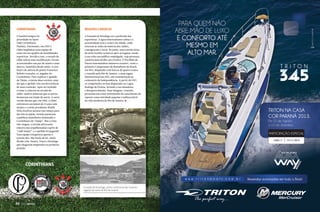 MUNDO NÁUTICO

clubes de regatas e futebol

corinthians

REGATAS CARIOCAS

O futebol sempre foi
prioridade no Sport
Club Corinthians
Paulista. Entretanto, em 1933 o
clube implantou uma equipe de
remo em seu quadro de modalidades
esportivas. Devido a isso, o escudo do
clube sofreu uma modificação. Foram
acrescentados um par de remos e uma
âncora, mantidos desde então. A artefinal é de autoria do pintor Francisco
Rebolo Gonsales, ex-jogador do
Corinthians. Para explicar o apelido
de Timão, existem duas versões: uma
diz que o apelido veio em decorrência
de uma confusão. Após ser incluído
o remo e a âncora no escudo do
clube, muitos achavam que as partes
formavam um timão de navio. A outra
versão afirma que, em 1966, o clube
enfrentava um jejum de 12 anos sem
títulos e o então presidente Wadih
Helu resolveu montar um timaço para
dar fim ao jejum. Jornais passaram
a publicar manchetes chamando o
Corinthians de “timão”. Mas o time
não vingou, a torcida adversária
entoava nas arquibancadas o grito de
“cadê timão?” e o apelido foi pegando.
Essa equipe conquistou apenas o
torneio Rio-São Paulo de 66, título
divido com Santos, Vasco e Botafogo,
que chegaram empatados na primeira
posição.

A Enseada de Botafogo era a preferida dos
esportistas. A água relativamente calma e a
proximidade com o centro da cidade, onde
estavam as sedes da maioria dos clubes,
consagraram o local. Na praia, uma estreita faixa
de areia recebia os barcos após as regatas, tendo
à sua volta um público empolgado, cuja presença
conferia mais brilho aos eventos. O Pavilhão de
Passos testemunhou inúmeros eventos, como o
primeiro Campeonato de Remadores do Brasil,
em 1911, disputado com barcos de quatro remos
e vencido pelo Rio de Janeiro, e uma regata
internacional em 1922, em comemoração ao
centenário da Independência. A partir de 1927,
as competições seriam disputadas na Lagoa
Rodrigo de Freitas, levando a seu abandono
e desaparecimento. Suas imagens, contudo,
permanecem como testemunho do nascimento do
esporte como atividade popular e indissociável
da vida moderna do Rio de Janeiro.

H I ANS
IN T

1910

36  PERFILNÁUTICO

U L IISTA
UL ST
PA
PA

C
C.. C OR
S . C OR

CORINTHIANS

Enseada de Botafogo, ponto tradicional das maiores
regatas de remo do Rio de Janeiro

 