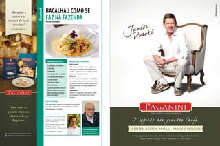 Gourmet

bacalhaU cOMO se
bacalhau como se
FaZ na FaZenda
faz na fazenda
Por chef Ilza Vinagre

½ abobrinha em cubinhos
½ berinjela
2 cogumelos
1 tira de pimentão vermelho
1 tira de pimentão amarelo
1 tomate picado
1 batata em rodelas
300 ml de azeite
1 posta de bacalhau (cerca de
300 g de porção por pessoa)
Flores comestíveis (quantas
achar necessárias)

Bacalhau:
Antes de cozinhar, tirar a pele e a
espinha. Cozinhar o bacalhau no
azeite com batata em rodelas por 10
minutos, em fogo baixo.

Molho:
Ferver a pele e a espinha do bacalhau
em azeite e alho por 20 minutos, bater
no liquidificador e passar na peneira;
disso resultará em uma espécie de
molho.

Legumes:
Saltear os legumes com azeite, alho,
sal (a gosto) e borrifar com vinho
branco.

Em um prato coloque os legumes, acrescente
por cima o bacalhau e em seguida o molho.
Rendimento: 1 porção.

Esta receita é uma colaboração
para a Perfil Náutico da chef Ilza
Vinagre, do restaurante A Bela
Sintra, de São Paulo.
RESTAURANTE A BELA SINTRA
Rua Bela Cintra, 2.325 Cerqueira César - São Paulo (SP)
www.abelasintra.com.br

Luiz Alfredo Malucelli
é escritor, colunista,
jornalista e gourmet.

 