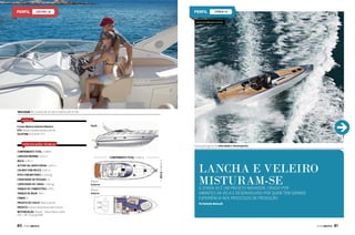 ZONDA 42

ZAFFIRO 36

www.zondaboats.com.br

Velocidade de cruzeiro de 32 nós e máxima de 37 nós

SERVIÇO
Cruiser Marine Indústria Náutica
SITE: www.cruisermarine.com.br
TELEFONE: (11) 5574 7771

Perfil

ESPECIFICAÇÕES TÉCNICAS

Para quem gosta de velocidade e desempenho

COMPRIMENTO TOTAL: 11,89m
LARGURA MÁXIMA: 3,55 m

COMPRIMENTO TOTAL: 11,89 m
BOCA: 3,49 m

BOCA: 3,49 m
ALTURA DA LINHA D’ÁGUA: 3,40 m
CALADO COM HÉLICE: 0,87 m
PESO COM MOTORES: 6.250 kg
CAPACIDADE DE PESSOAS: 12
CAPACIDADE DE CARGA: 1.140 kg

Planta
Externa

LANCHA E VELEIRO
MISTURAM-SE

CAMAS: 4

A Zonda 42 é um projeto inovador, criado por
amantes da vela e desenvolvido por quem tem grande
experiência nos processos de produção

PROJETO DO CASCO: Aldo Cranchi

Por Rafaella Malucelli

TANQUE DE COMBUSTÍVEL: 570 L
TANQUE DE ÁGUA: 190 L

Planta
Interna

PROJETO: Centro Studi Ricerche Cranchi
MOTORIZAÇÃO: Diesel - Volvo Penta 2xD4
EVC / DP-H (2x260HP)

80  PERFILNÁUTICO

PERFILNÁUTICO 

81

 