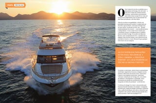 PRESTIGE 450

O

País Tropical foi um dos escolhidos para o
lançamento da Prestige 450, de 45 pés – a
mais nova criação do estaleiro francês
Jeanneau, representado nacionalmente
pelo Yacht Center Group (YCG). O iate, de
14 metros de comprimento total, foi apresentado em
abril deste ano durante o Rio Boat Show.
Além da excelente navegabilidade, tratada com
prioridade máxima pelo estaleiro e comprovada em
test drive aqui no Brasil, a inovação do design está
na suíte máster, localizada na meia-nau – quando
tradicionalmente fica na proa –, com entrada privativa
e independente. O novo estilo trouxe triunfo para
o Jeanneau e tornou-se tendência para os modelos
futuros da linha Prestige. De acordo com Maurício
Barreto, sócio-proprietário do YCG, o modelo 450 é
elegante como um iate italiano, tem a destreza de um
marinheiro francês e é mais vibrante do que qualquer
outro barco em sua categoria.

Ao investir em inovações
sutis para melhorar a
vida a bordo, a Prestige
tornou as características
técnicas menos visíveis

Do projeto à construção, muitos foram os profissionais
envolvidos: engenheiros franceses, designers navais
italianos, fabricantes de motores norte-americanos
e suecos e um arquiteto naval norte-americano.
“Durante a idealização do Prestige 450, com intuito
de melhorar o desempenho e a qualidade, novas
ferramentas do mundo dos automóveis foram
integradas às linhas de produção”, revela Barreto.
O software de design Cao Catia®, desenvolvido pela
francesa Dassault Systèmes, foi exemplo. O programa
permitiu que a equipe de design examinasse e ajustasse
toda a cadeia de produção com todos os elementos que
compõem o iate a motor, desde uma peça grande até o
menor parafuso. Tudo em tecnologia 3D.

90  PERFILNÁUTICO

PERFILNÁUTICO 

91

 