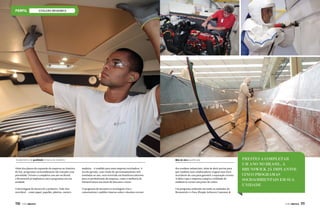 estaleiro BRUNSWICK

Acabamento de qualidade é marca do estaleiro

Mão de obra qualificada

Além dos planos de expansão da empresa na América
do Sul, programas socioambientais são tratados com
prioridade. Prestes a completar um ano no Brasil,
a Brunswick já implantou cinco programas em sua
unidade.

madeira – é vendido para uma empresa recicladora. A
receita gerada, com venda de aproximadamente 300
toneladas ao ano, será revertida em benefícios internos
para os profissionais da empresa, como a melhoria da
infraestrutura nas áreas de descanso e lazer.

dos resíduos industriais, além de abrir portas para
que também seus colaboradores tragam seus lixos
recicláveis de casa para garantir a separação correta.
A ideia é que a empresa cumpra a utilidade de
também se tornar um posto de coleta.

O Reciclagem de Sucata foi o primeiro. Todo lixo
reciclável – como papel, papelão, plástico, metal e

O programa de incentivo à reciclagem visa a
conscientizar o público interno sobre o destino correto

Prestes a completar
um ano no Brasil, a
Brunswick já implantou
cinco programas
socioambientais em sua
unidade

Um programa utilizado em todas as unidades da
Brunswick é o Pace (People Achieves Customer

110  PERFILNÁUTICO

PERFILNÁUTICO 

111

 