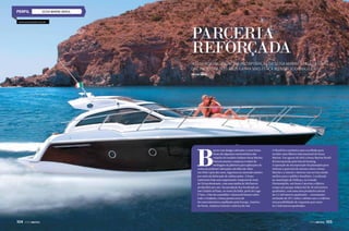 SESSA MARINE BRASIL
www.sessamarine.com.br

Parceria
reforçada
Intech Boating anuncia a incorporação da Sessa Marine Brasil. A união
que iniciou há dois anos ganha mais força no mercado brasileiro
Por Leo Suzuki

B

arcos com design cativante e cores fortes.
Essas são algumas características das
criações do estaleiro italiano Sessa Marine.
Historicamente a empresa evoluiu da
moldagem de plásticos para aplicações de
resina de poliéster reforçada com fibra de vidro
em 1958 e após dez anos, ingressou no mercado náutico
por meio da fabricação de embarcações. A Sessa
representa hoje uma organização composta de mais
de 250 profissionais, com uma média de 300 barcos
produzidos por ano. Sua produção fica localizada na
em Cividate al Piano, no norte da Itália, perto do Lago
D’Iseo. A fim de consolidar o desenvolvimento sobre
todo o Ocidente, a Sessa possui cerca de
80 concessionários espalhados pela Europa, América
do Norte, América Central e América do Sul.

104  PERFILNÁUTICO

O Brasil foi o primeiro país escolhido para
receber uma fábrica internacional da Sessa
Marine. Em agosto de 2013 a Sessa Marine Brasil
foi incorporada pela Intech Boating.
A operação de incorporação foi planejada para
reforçar a parceria de sucesso entre a Sessa
Marine e a Intech e oferecer um serviço ainda
melhor para o público brasileiro. Localizada
no município de Palhoça, na Grande
Florianópolis, em Santa Catarina,a fábrica
ocupa um parque industrial de 20 mil metros
quadrados, com uma área produtiva inicial
de 5,2 mil metros quadrados – crescimento
estimado de 50% sobre o último ano e a fábrica
tem possibilidade de expansão para mais
10,5 mil metros quadrados.

PERFILNÁUTICO 

105

 