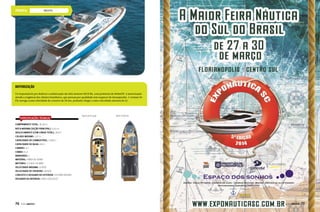 yachts
Motorização
Os responsáveis por deslocar a embarcação são dois motores MAN R6, com potências de 800mHP. A motorização
atende a exigência dos clientes brasileiros, que prezam por qualidade sem esquecer do desempenho. A Azimut 60
Fly navega a uma velocidade de cruzeiro de 28 nós, podendo chegar a uma velocidade máxima de 32.
ESPECIFICAÇÕES TÉCNICAS
Comprimento total: 18,28 m
MATERIAL: FIBRA DE VIDRO
deslocamento (com carga total): 28,8 T
Boca máxima (seção principal): 5,02 m
VELOCIDADE MÁXIMA: 32 NÓS
Calado máximo: 1,37 m
Velocidade de cruzeiro: 28 NÓS
Conceito e designer do exterior: STEFANO RIGHINI
designer do INterior: CARLO GALEAZZI
Capacidade de combustível: 2.800 L
Capacidade de água: 650 L
Cabines: 3+1
MOTOREs: 2 X 800 HP MAN
camas: 6+2
BANHEIROS: 2
deck principal deck inferior
76  PERFILNÁUTICO PERFILNÁUTICO  77
 