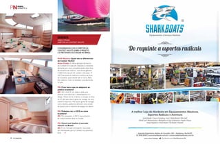 PERFILNÁUTICO84 PERFILNÁUTICO 85
entrevista
Arjen Conijn
Diretor da Contest Yachts
Conversamos com o diretor da
Contest Yachts sobre o projeto
e a pretensão de chegar ao Brasil.
Perfil Náutico: Quais são os diferenciais
da Contest Yachts?
Arjen Conijn: A última geração de barcos
da Contest foi criada em resposta à crescente
demanda por mais competitividade nesta faixa
de tamanho de veleiros, com lemes gêmeos
e diferentes layouts de cockpit e de popa. O
42CS faz parte da melhoria contínua da frota
da Constest, que estende até o 72CS. Além
dos veleiros, inclui-se também uma lancha de
52 pés.
PN: É um barco que se adaptaria ao
público brasileiro?
AC: Sim, claro! É um veleiro ideal para
pessoas que valorizam o desempenho e o
design. Dessa forma, criamos a solução na faixa
de 42 pés para quem gosta de navegar de uma
maneira esportiva. Mas quem gosta de navegar
com a família, podemos oferecer uma versão
de layout com o máximo de espaço na cabine.
PN: Podemos ver o 42CS na costa
brasileira?
AC: Por enquanto, o 42CS mais próximo
da costa brasileira está no Caribe.
PN: Como você analisa o mercado
náutico no Brasil?
AC: É um mercado emergente. Isso pode
ser interessante para a Contest nos próximos
anos.
 