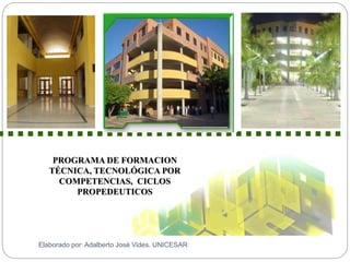 Elaborado por: Adalberto José Vides. UNICESAR
PROGRAMA DE FORMACION
TÉCNICA, TECNOLÓGICA POR
COMPETENCIAS, CICLOS
PROPEDEUTICOS
 