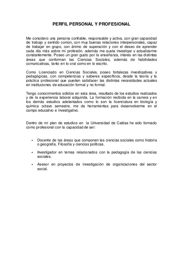 Perfil personal y profesional