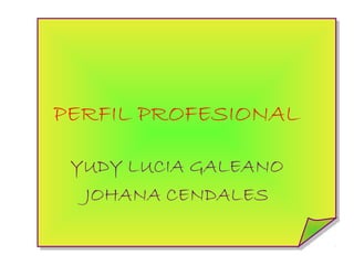 PERFIL PROFESIONAL
YUDY LUCIA GALEANO
JOHANA CENDALES
 