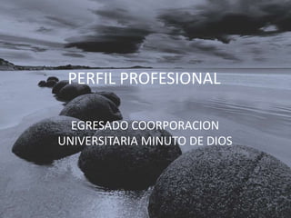 PERFIL PROFESIONAL
EGRESADO COORPORACION
UNIVERSITARIA MINUTO DE DIOS
 