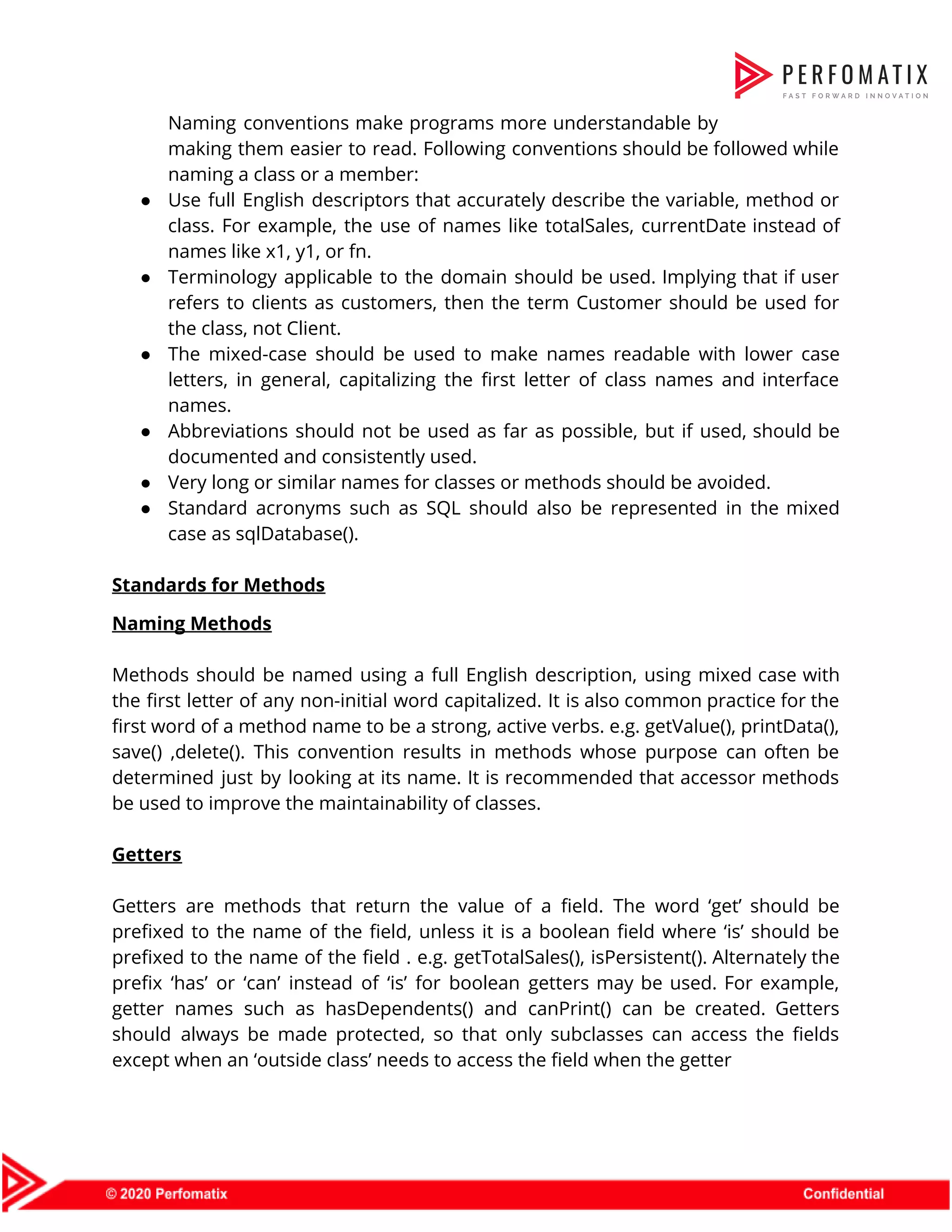 Perfomatix - Java Coding Standards | PDF