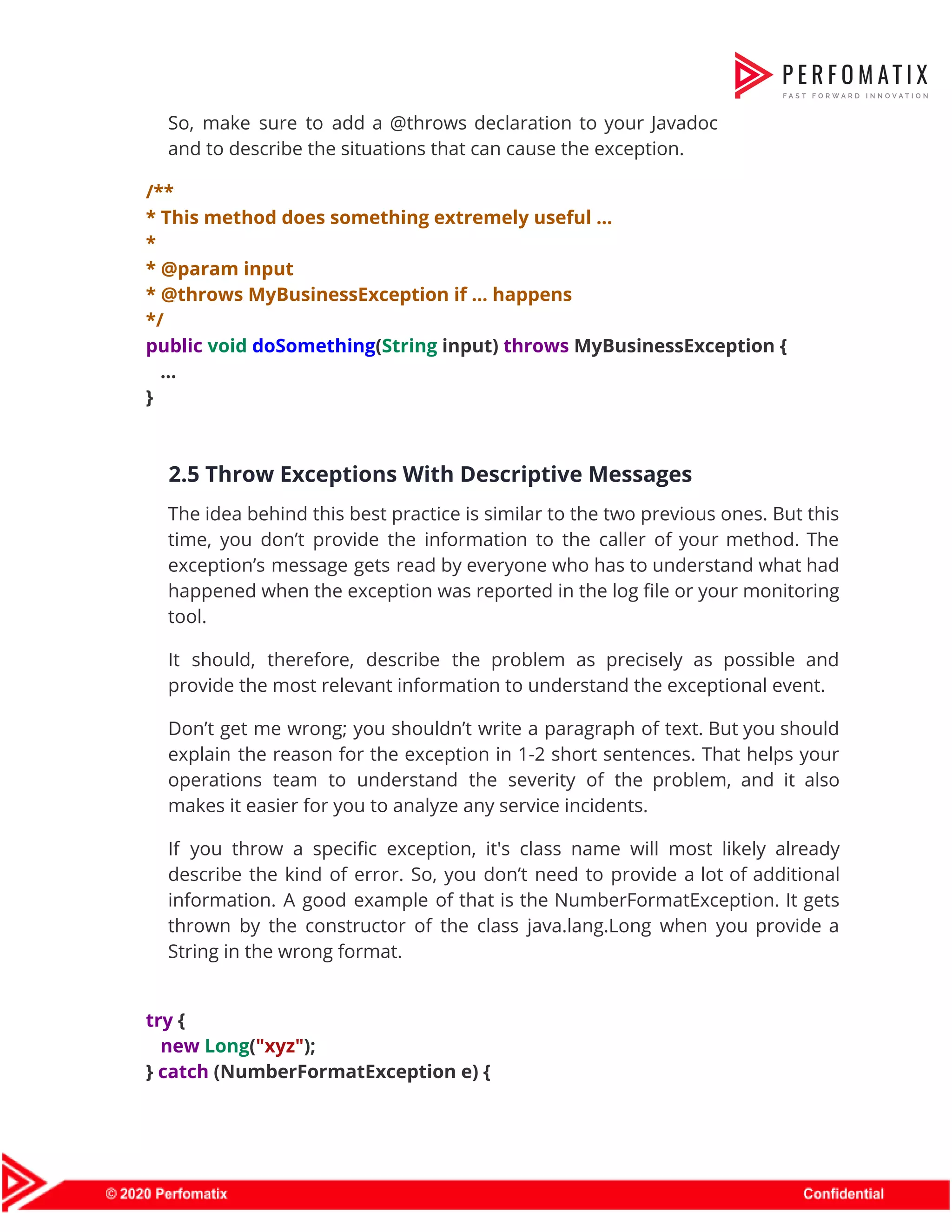 Perfomatix - Java Coding Standards | PDF