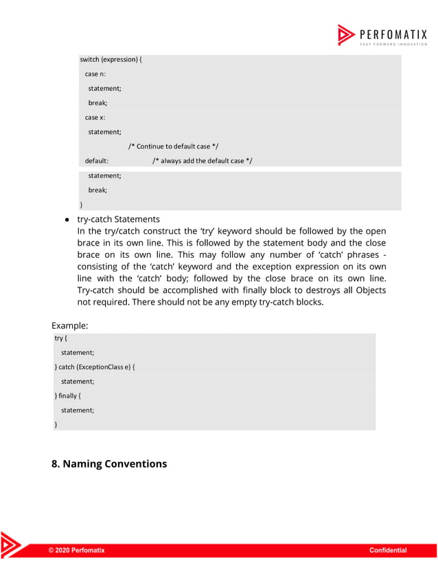 Perfomatix - Java Coding Standards | PDF