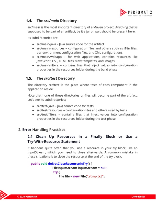 Perfomatix - Java Coding Standards | PDF