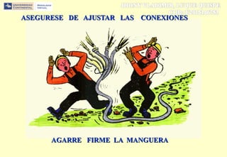 ASEGURESE DE AJUSTAR LAS CONEXIONES
AGARRE FIRME LA MANGUERA
 