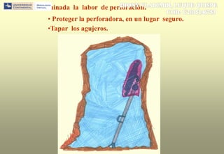 Terminada la labor de perforación:
• Proteger la perforadora, en un lugar seguro.
•Tapar los agujeros.
 