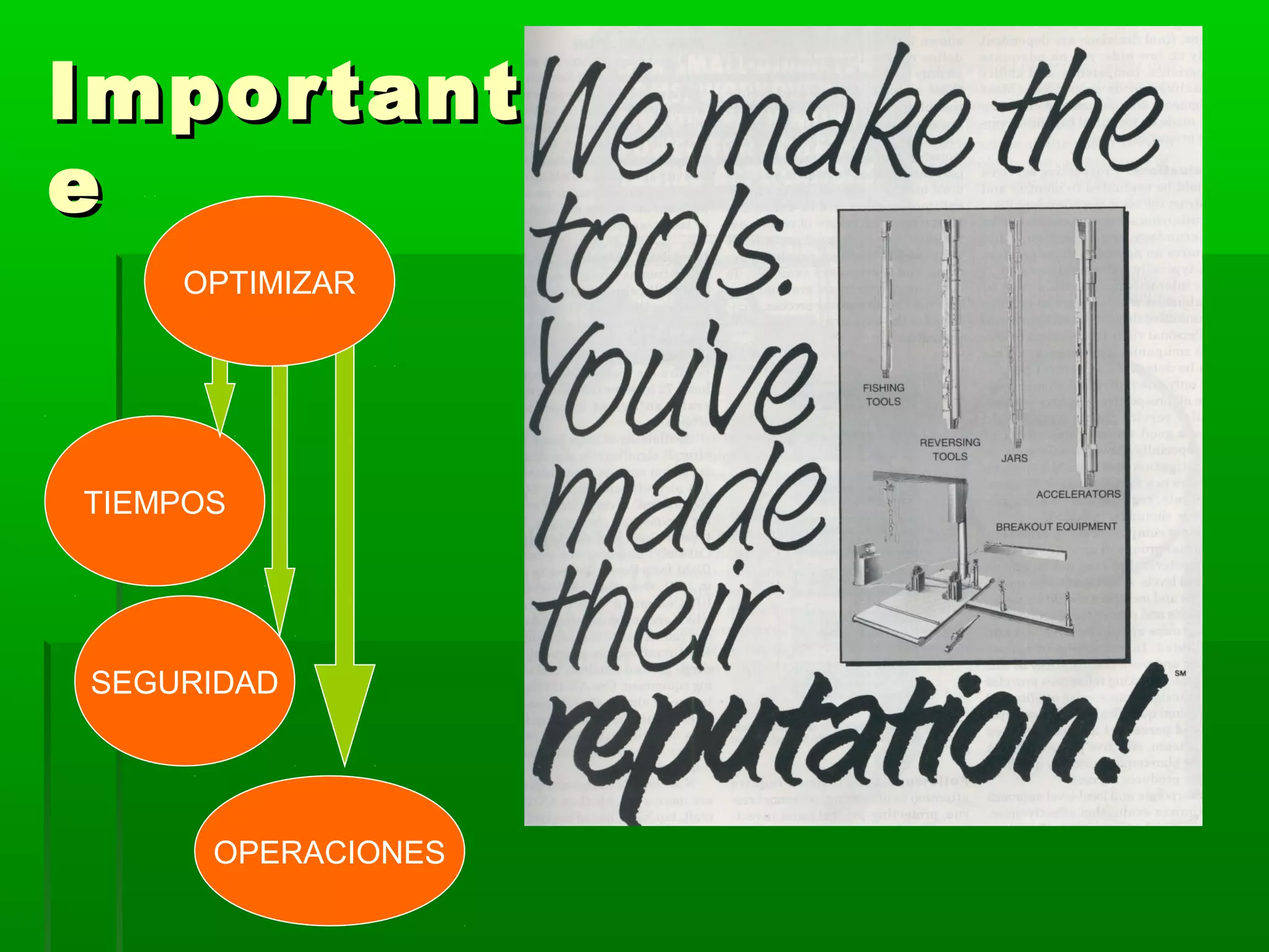 ImportantImportant
ee
OPTIMIZAR
OPERACIONES
SEGURIDAD
TIEMPOS
OPTIMIZAR
 