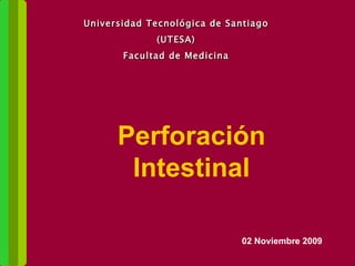 Universidad Tecnológica de Santiago (UTESA) Facultad de Medicina Perforación Intestinal 02 Noviembre 2009 