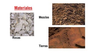 Materiales
Rocas
Tierras
Mezclas
 