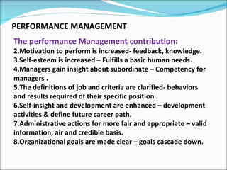 Performance Management Contribution Perforamance management as per VTU Syllabus | PPT