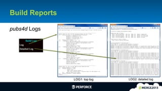 22	
  
Build Reports
pubs4d Logs
LOG1: top log LOG2: detailed log
 