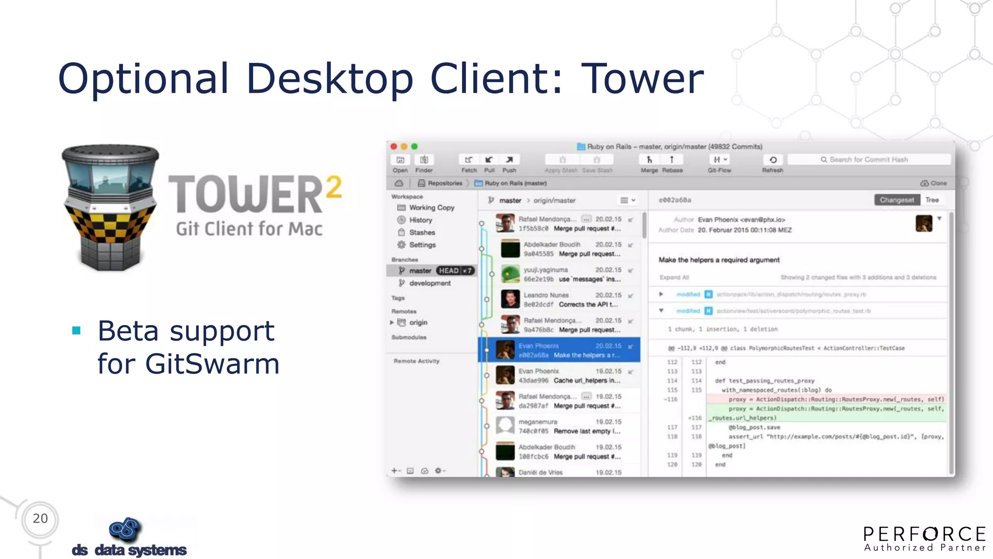 20
Optional Desktop Client: Tower
 Beta support
for GitSwarm
 